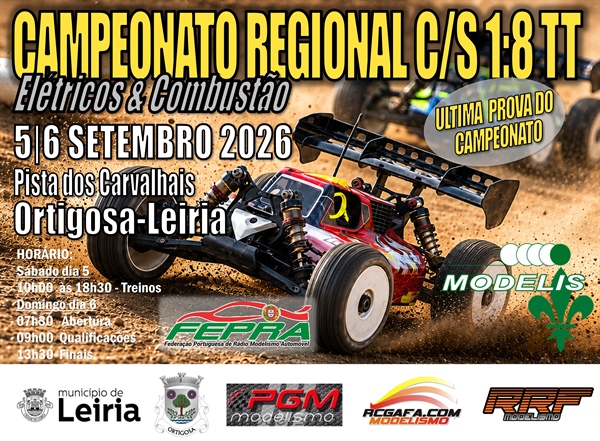 2ª Prova Campeonato Regional Centro/Sul 1/8 TT 2026 (A e B) - Elétricos & Combustão